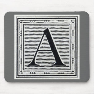 Tapis De Souris Lettre bloc "A" Woodblock Initial