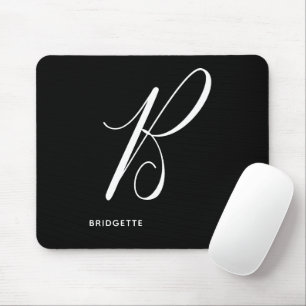 Tapis De Souris Lettre de script B en noir et blanc