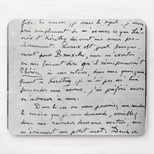 Tapis De Souris Lettre de Zola à Edouard Manet 1868 (Devant)
