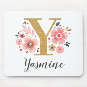 Tapis De Souris Lettre d'or rose initiale Monogramme O