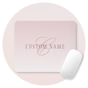 Tapis De Souris Lettre élégante & monogramme Rose ombré