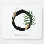 Tapis De Souris Lettre feuille de palme tropicale O Monogramme per<br><div class="desc">Lettre personnalisable O monogramme mousepad avec aquarelle feuille de palme tropicale,  fausse feuille de feuille d'or et accents de brosse d'aquarelle noire. Personnalisez ce monogramme tropical mousepad par votre nom ou d'autres détails. Cette lettre de boho O monogramme mousepad sera parfait comme un cadeau. D'autres lettres sont disponibles.</div>