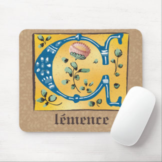 Tapis De Souris Lettre Florale médiévale illuminée C Monogramme