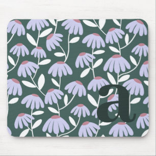 Tapis De Souris Lettre initiale de monogramme motif floral vert