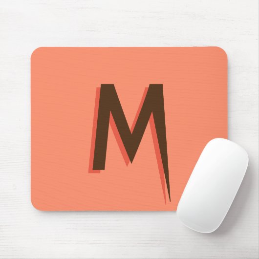 Tapis De Souris Lettre initiale de texte Brown 3D moderne | Rose S (Avec souris)