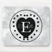 Tapis De Souris LETTRE INITIALE DU COEUR Élégant Monogramme Noir B (Devant)