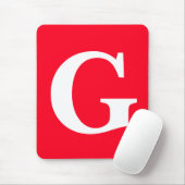 Tapis De Souris Lettre initiale Monogramme Rouge Blanc Plaine Simp (Avec souris)