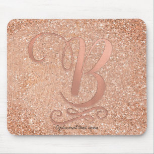 Tapis De Souris Lettre initiale personnalisée B en rose gold Glam