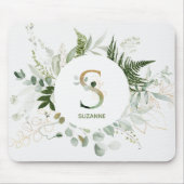 Tapis De Souris Lettre monogramme S Fern & Succulent (Devant)