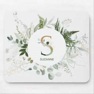 Tapis De Souris Lettre monogramme S Fern & Succulent