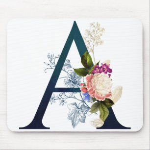Tapis De Souris LETTRE MONOGRAPHIQUE Florale A