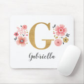 Tapis De Souris LETTRE MONOGRAPHIQUE INITIALE EN OR Rose G (Avec souris)