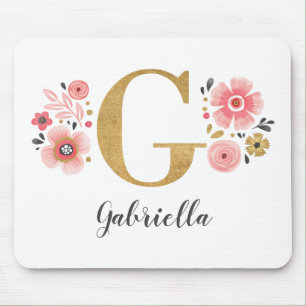 Tapis De Souris LETTRE MONOGRAPHIQUE INITIALE EN OR Rose G