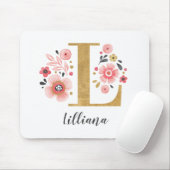Tapis De Souris LETTRE MONOGRAPHIQUE INITIALE EN OR Rose L (Avec souris)