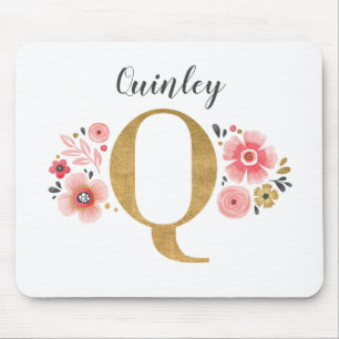 Tapis De Souris LETTRE MONOGRAPHIQUE INITIALE EN OR Rose Q