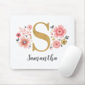 Tapis De Souris LETTRE MONOGRAPHIQUE INITIALE EN OR Rose S (Avec souris)