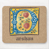 Tapis De Souris LETTRE MOYENNE Florale Illuminée D MONogramme (Devant)
