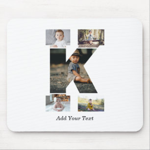 Tapis De Souris Lettre noire et blanche K - Collage photo