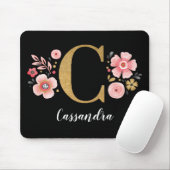 TAPIS DE SOURIS LETTRE PLEINE NOIRE PLEINE C MONOGRAPHIQUE INITIAL (Avec souris)