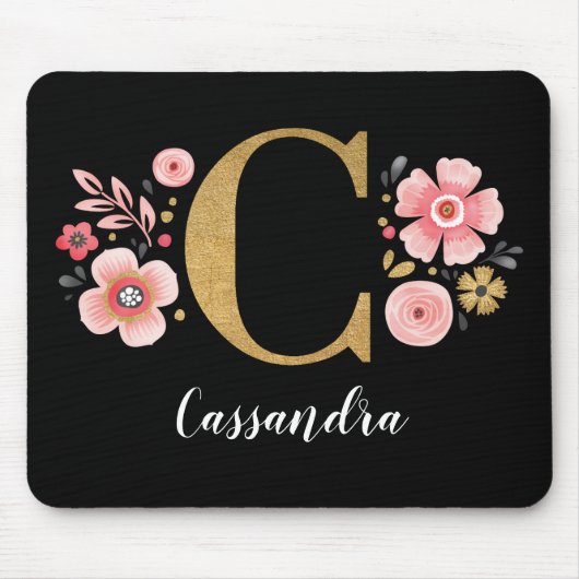 TAPIS DE SOURIS LETTRE PLEINE NOIRE PLEINE C MONOGRAPHIQUE INITIAL (Devant)