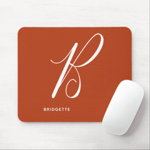 Tapis De Souris Lettre Script Argument Monogrammé B Orange Brûlé