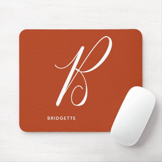 Tapis De Souris Lettre Script Argument Monogrammé B Orange Brûlé (Avec souris)
