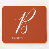 Tapis De Souris Lettre Script Argument Monogrammé B Orange Brûlé (Devant)