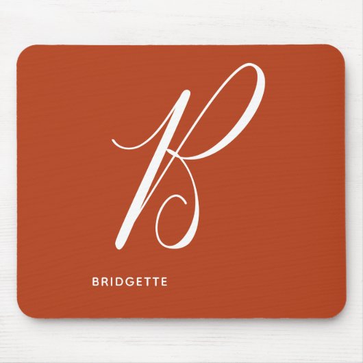 Tapis De Souris Lettre Script Argument Monogrammé B Orange Brûlé (Devant)
