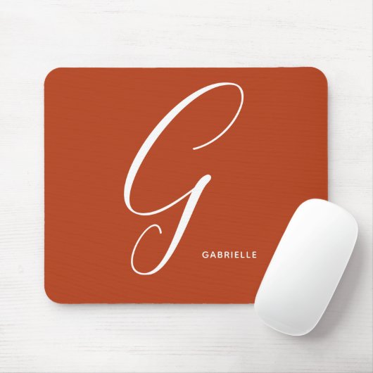 Tapis De Souris Lettre Script Argument Monogrammé G Orange Brûlé (Avec souris)