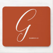 Tapis De Souris Lettre Script Argument Monogrammé G Orange Brûlé (Devant)