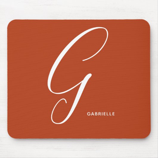 Tapis De Souris Lettre Script Argument Monogrammé G Orange Brûlé (Devant)
