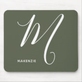Tapis De Souris Lettre Script monogramme M Chive Green (Devant)