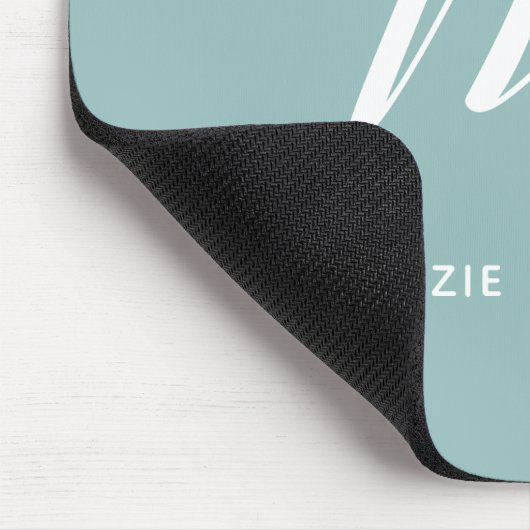 Tapis De Souris Lettre Script monogramme M vert mer (Coin)