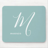 Tapis De Souris Lettre Script monogramme M vert mer (Devant)