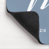 Tapis De Souris Lettre Script monogramme simple M Bleu & Blanc (Coin)