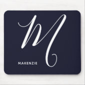 Tapis De Souris Lettre Script monogramme simple M Navy Bleu (Devant)