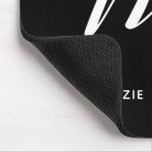 Tapis De Souris Lettre Script monogramme simple M noir et blanc (Coin)