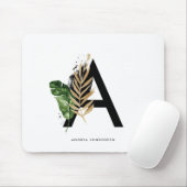 Tapis De Souris Lettre tropicale de feuille d'or de Faux de (Avec souris)