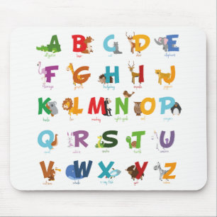 Tapis De Souris Lettres animales mignonnes d'alphabet