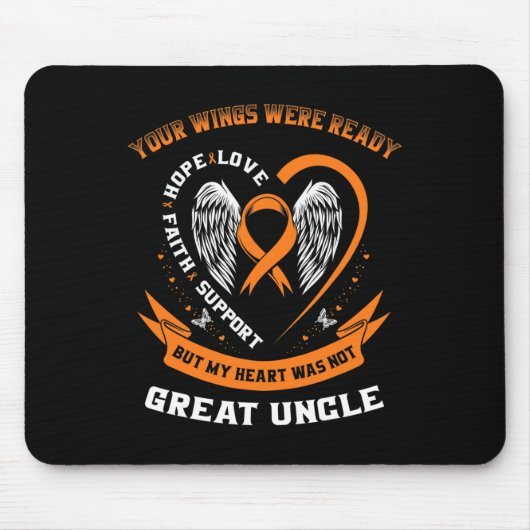 Tapis De Souris Leucémie orange Sensibilisation Grand oncle Vos Ai (Devant)