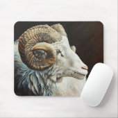 Tapis De Souris Levant islandais mouton blanc avec cornes (Avec souris)