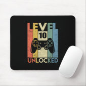 Tapis De Souris Level 10 Unlocked Funny Video Gamer 10th Birthday (Avec souris)