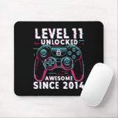 Tapis De Souris Level 11 Unlocked Video Game 11th Birthday Gamer B (Avec souris)