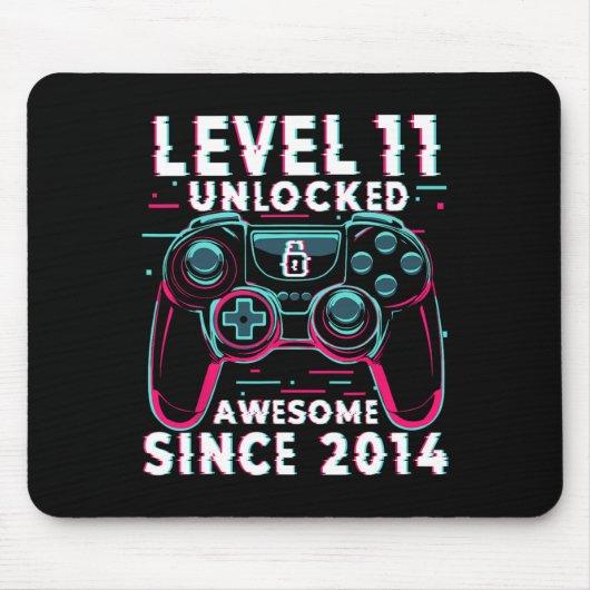 Tapis De Souris Level 11 Unlocked Video Game 11th Birthday Gamer B (Devant)