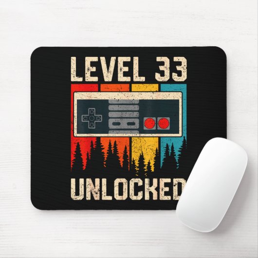 Tapis De Souris Level 33 Unlocked Video Game Controller Birthday M (Avec souris)