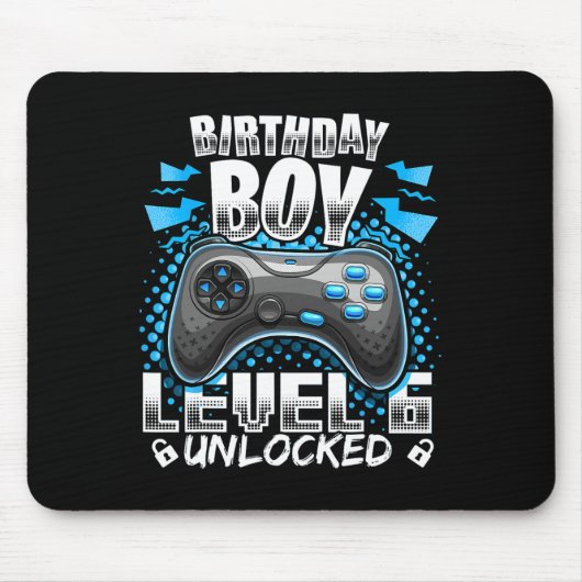 Tapis De Souris Level 6 Vidéo Game 6th Birthday Gamer Gif (Devant)