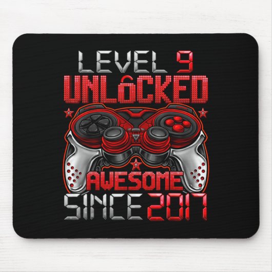 Tapis De Souris Level 9 Unlocked 9 Year Old For Boys 9th Birthday (Devant)
