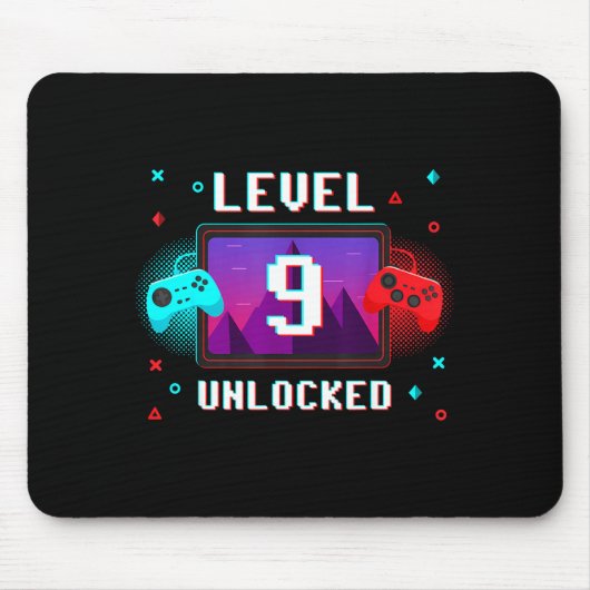 Tapis De Souris Level 9 Unlocked Video Gamer Funny 9th Birthday Bo (Devant)