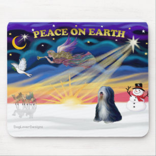 Tapis De Souris Lever de soleil de Noël - Terrier Tibétain (NB)