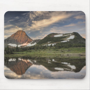 Tapis De Souris Lever de soleil et reflet, Glacier National Park,
